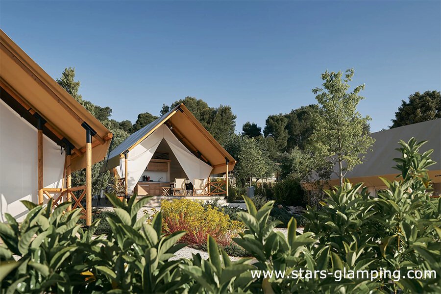 wooden pole safari tent for glamping in outdoor spaces - (1)